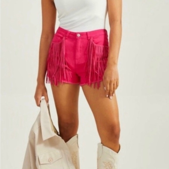 Altar'd State Pants - Altar’d State Hot Pink Fringe Shorts XS New with Tags